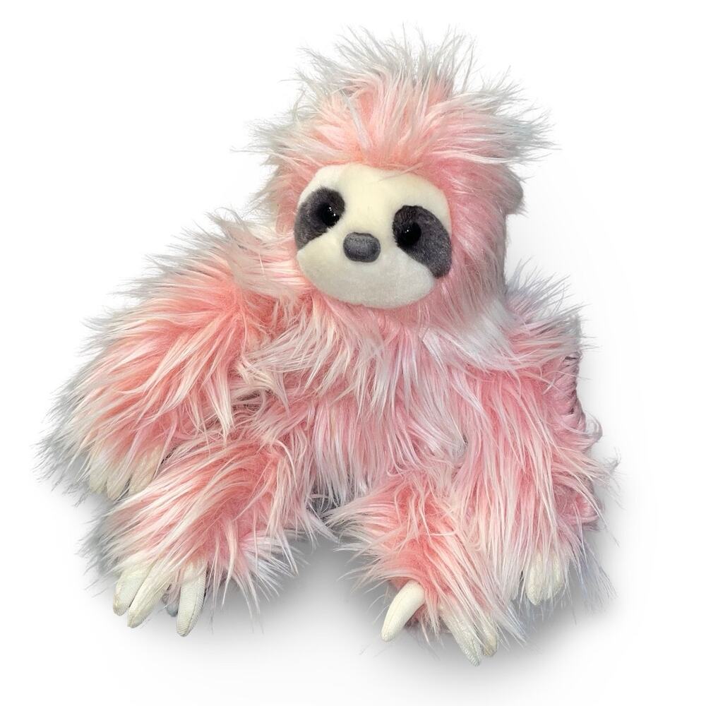 Aurora Purely Luxe Pink Sloth Plush Stuffed Animal Long Hair Shaggy 10" Fluffy - Picture 3 of 7